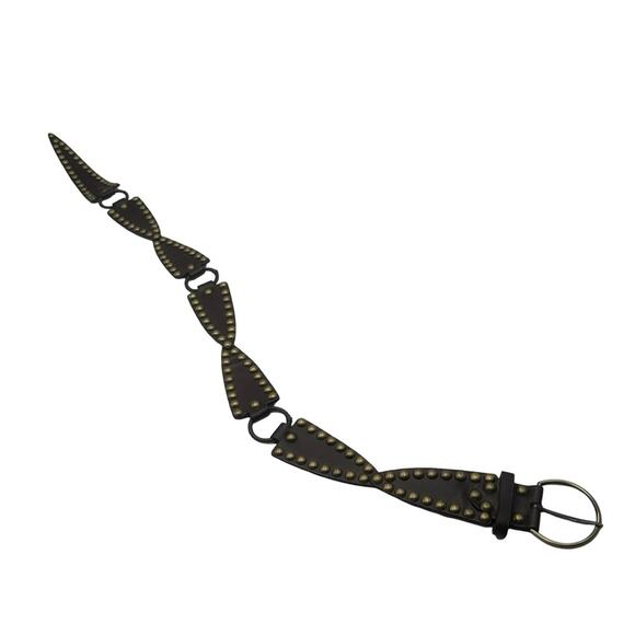 RARE women\'s leather belt - Studded brown Leather - SIZE S/M Small Medium main image 7
